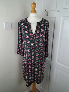 BODEN Green Pink Floral V Neck Dress Size 12 Petite Pockets Cotton - Picture 1 of 8