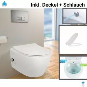 Spülrandloses Taharet Dusch WC inkl. Armatur + Sitz Toilette mit Bidet Funktion - Bild 1 von 9
