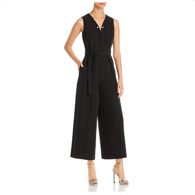 T Tahari | NWT Black Grommet V-Neck Wide Leg Jumpsuit Size 2 - Изображение 1 из 4