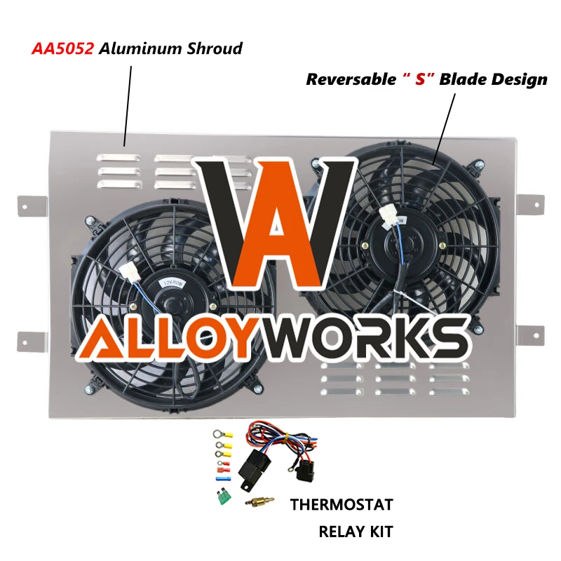 Aluminum Shroud+Fans for 1992-1993 Chevrolet C1500 C2500 K1500 Suburban 5.7L NEW Foto 1 de 4