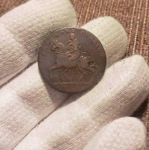 1790's Half Penny Lady Godiva Nude On Horseback Conder Token Colonial Coin Cover