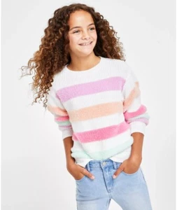 NWT Epic Threads Sweater Large Big Girl's Textured Pastas Stripes Pullover - Picture 1 of 16