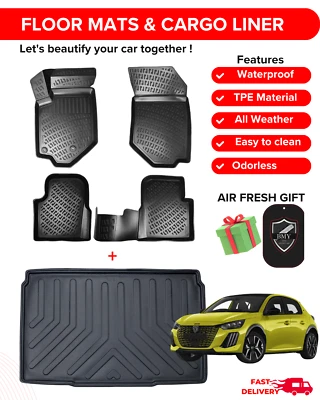 Juego completo de alfombrillas de coche para Peugeot 208 Hatchback 2019-2025 3D TPE Foto 1 de 4