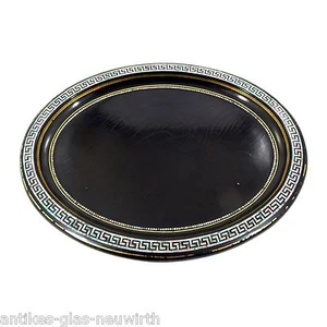 Schwarzes Biedermeier Lacktablett mit Perlmuttintarsien - Bild 1 von 5