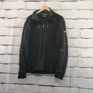 KUHL Jacket Mens Medium Full Zip Long Sleeve Fleece Black Zip Pockets - Picture 1 of 9
