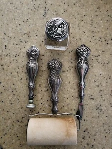 Seltene JUGENDSTIL STERLINGSILBER DAMEN SCHREIBTISCHGARNITUR - Bild 1 von 12