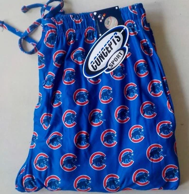 CHICAGO CUBS MENS SLEEP LOUNGE PAJAMA PANT M L XL 2X  POLY BLEND POCKETS NWT - Image 1 of 2