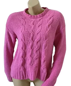 AMERICAN EAGLE Womens Size Small Pink Cable Knit Long Sleeve Pullover Sweater - Picture 1 of 7