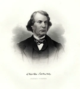 Charles Sumner antiker Kupferstich, Senator Massachusetts - Bürgerkrieg - Bild 1 von 4