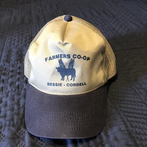 Vintage Bessie Cordell Oklahoma OK FARMERS COOP Snapback Trucker Hat Mesh - Picture 1 of 6