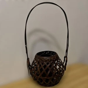  Bamboo Flower Basket Ikebana Wall Hanging Japanese Handcrafted Vase 11.8in  - Picture 1 of 3