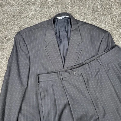 Stafford Suit Mens 44R Gray Pinstripe 3 Button Vitale Barberis Canonico 2-Piece - Image 1 of 4