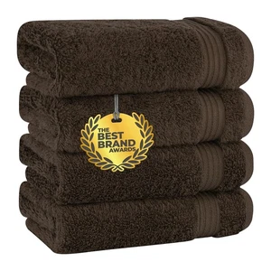 Juego de 4 toallas de baño turcas 100 % algodón marrón absorbente suave - Imagen 1 de 6