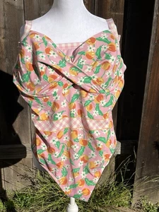 Lands End Draper James Floral Einteiler Badeanzug 22W Pink Gingham Neu ohne Etikett  - Bild 1 von 9