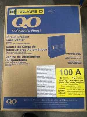 Square D 100A Circuit Breaker Load Center Box Panel 6 Spaces 12 Cir. QO612L100F - Image 1 of 2