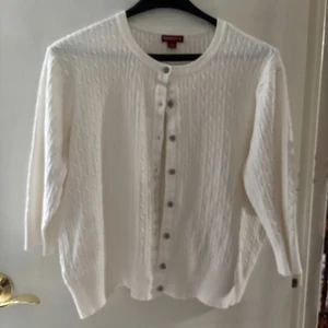 Cárdigan Suéter Merona Para Mujer Talla XXL Blanco Tejido con Cable Botón Calce Clásico - Imagen 1 de 3