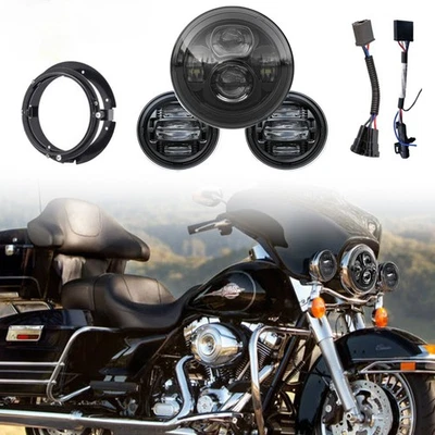 7" LED Headlight + 4.5" Fog Lights  For Harley Davidson Electra Glide Motorcycle - Image 1 of 4