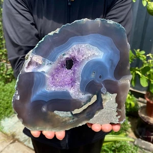 1.43LB Natural amethyst agate slab quartz crystal specimen decor healing - Picture 1 of 12
