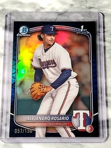 Alejandro Rosario 2025 1st Bowman Chrome Blue Reptilian 057/150 Texas Rangers - Picture 1 of 2