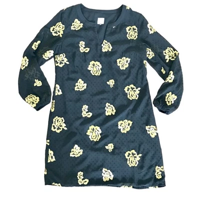 Cabi Women's Black Swiss Dot Gold Foil Occasion Shift Dress Style #3697 Size S - Image 1 of 4