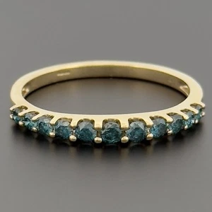 9ct Yellow Gold Blue Diamond Eternity Band Ring Size U Hallmarked - Picture 1 of 10