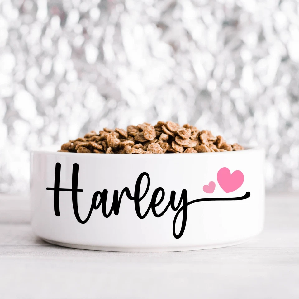 THE GIFTIE COMPANY Personalised Pet Bowl Cat Dog Food Water Deep Ceramic Custom Name Dish 15CM 18CM