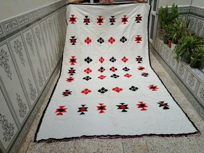 Vintage Handmade Moroccan Rug Authentic Berber Wool Carpet Tribal Decor - Image 1 of 4
