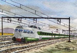 ORIGINAL AQUARELL - Trans Europ Express, TEE "Settebello". - Picture 1 of 1