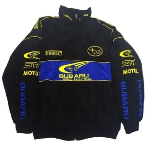 Chaqueta de carreras vintage Subaru World Rally Team - icónica automovilismo azul y amarillo - Imagen 1 de 4