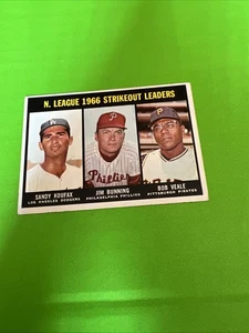 1967 Topps # 238 Strikeout Leaders Sandy Koufax Jim Bunning Dodgers - Picture 1 of 4