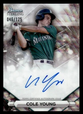 2023 Bowman Sterling #PA-CY Cole Young Prospect Autographs Wave Refractors #/125 - Image 1 of 2