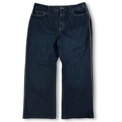 EUC Talbots Women's Dark Wash Wide Leg Crop Jeans Side Stitching Women's 16 - Image 1 of 4