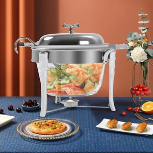 Juego de platos para frotar de acero inoxidable de 3,8 L/4 cuartos de galón calentador de alimentos cocinas buffet - Imagen 1 de 19