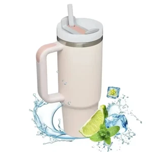 40Oz Insulated Stainless Steel Tumbler with Handle and Straw for Hot/Cold Bevera - Picture 1 of 12