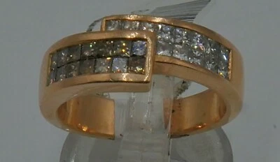 Anillo de cóctel de oro rosa de 14kt con diamantes blancos y champán combo talla 7,25 Foto 1 de 4