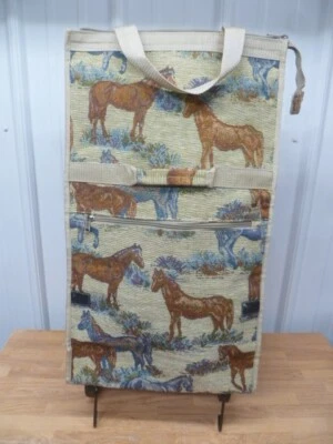 Horse Tapestry Large Rolling Tote Bag Folds Compact for Travel Shopping Cart - Image 1 of 4