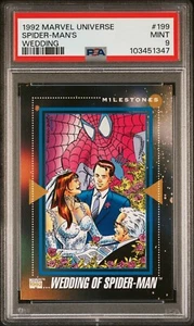 1992 MARVEL UNIVERSE WEDDING OF SPIDER-MAN #199 SERIES 3 TRADING CARD PSA 9 MINT - Picture 1 of 4