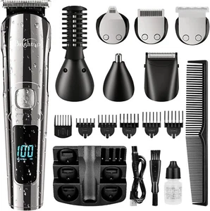 ๐ฅ 19 Piece Mens Grooming Kit Hair Clippers Mustache Body Face Nose Ear Hair ๐ฅ - Picture 1 of 8