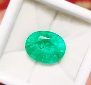 15.35 Crt Lab Created Green Emerald Oval Shape Ring Size Loose Gemstone - Picture 1 of 5