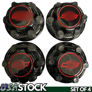 4 PCS 2000 - 2010 1500 Truck Van 16" 17" 6 LUG Black Red WHEEL CENTER CAP NEW - Picture 1 of 1