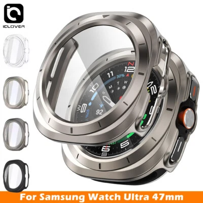 ICLOVER For Samsung Galaxy Watch Ultra Hard Case Glass Screen Protector Full Cover 47mm