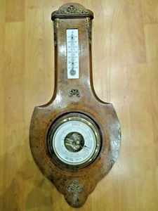 ancien grand barometre thermometre mural st LXVI epok1900 bronze loupe d amboine - Imagen 1 de 3