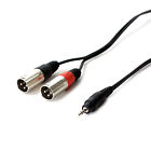 1m 3.5mm Stereo Jack Plug to 2x XLR Male Splitter Cable Lead Laptop PC Mixer Amp