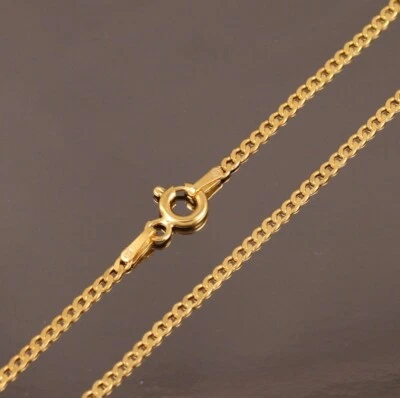 Collar de plata de ley 925 con cadena de bordillo de cubo enchapado en oro de 18 quilates para hombres y mujeres de 16-30" Foto 1 de 3