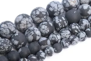 Cuentas naturales mate de obsidiana cuentas redondas sueltas con copo de nieve grado AAA 4/6/8 MM - Imagen 1 de 3