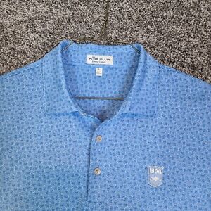 Peter Millar Polo Shirt Mens Large Blue Summer Comfort Skull All Over Print Golf