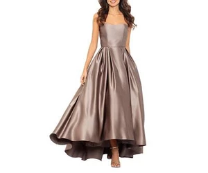 Aqua Womens Strapless Pleated High Low Ball Gown taupe Gray Size 16 - Picture 1 of 2
