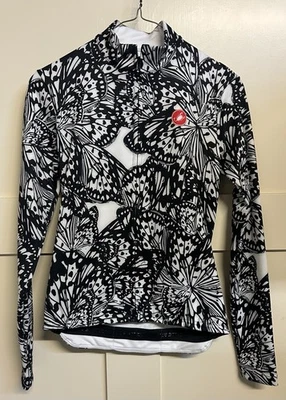 CASTELLI 女式无限保暖骑行服黑色/白色印花小号全新带标签 — 第 1/4 张图片