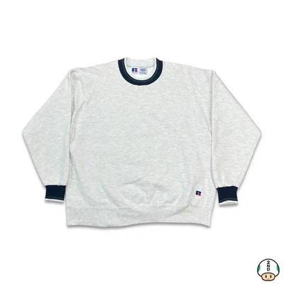 Sudadera Atlética Russell De Colección Para Hombres XL Gris En Blanco EE. UU. Pullover Años 90 Cuello Redondo Foto 1 de 4
