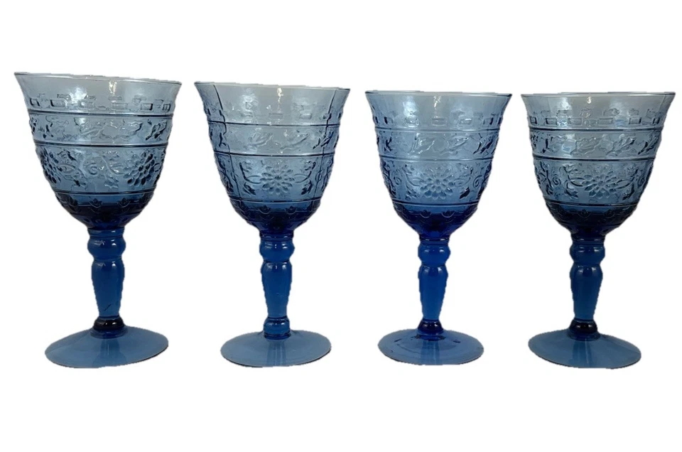 Copos de água Mikasa Tender Leaves azul 7 1/4" conjunto de 4 - Imagem 1 de 4